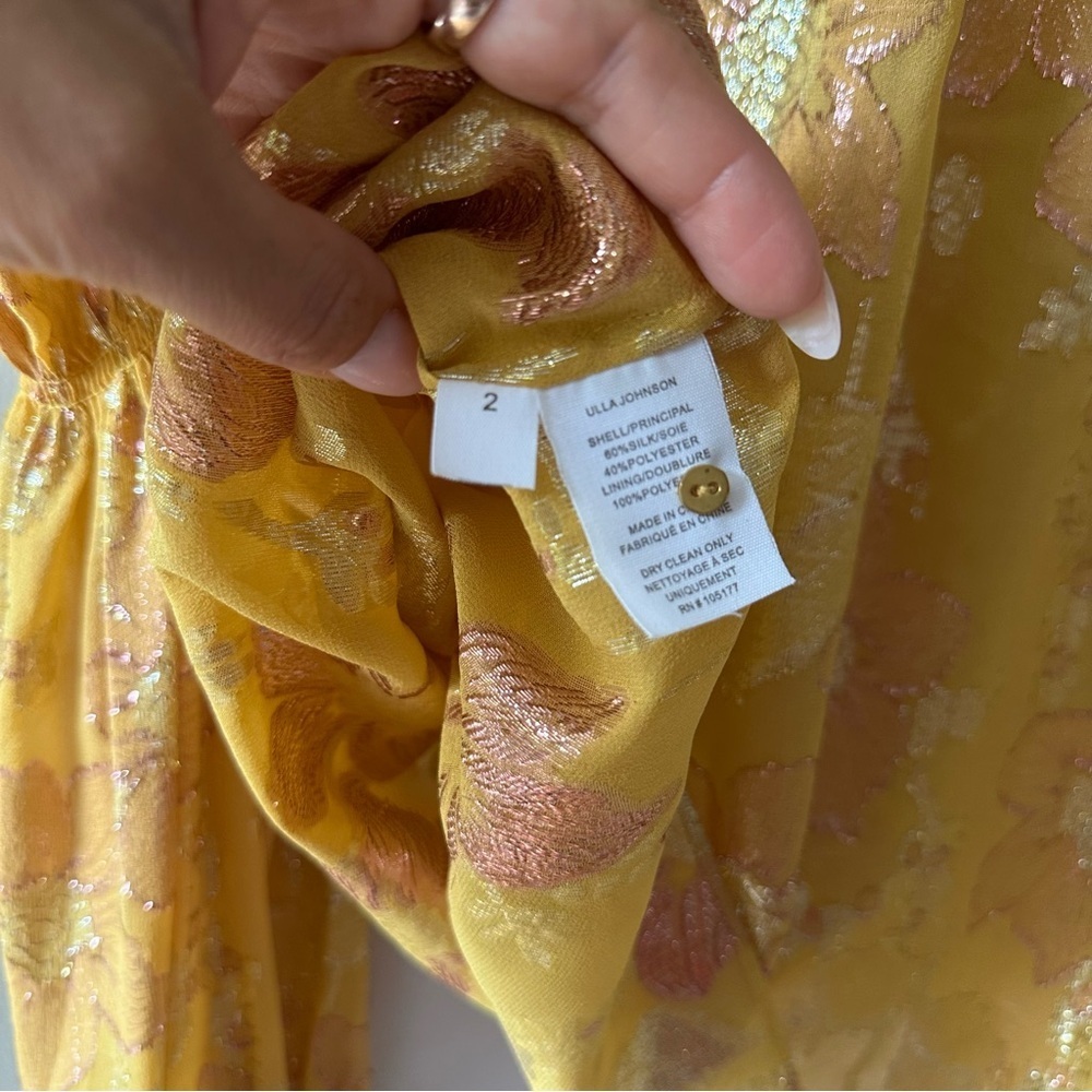 Ulla Johnson Aster Blouse Gold Floral Metallic - Picture 8 of 9